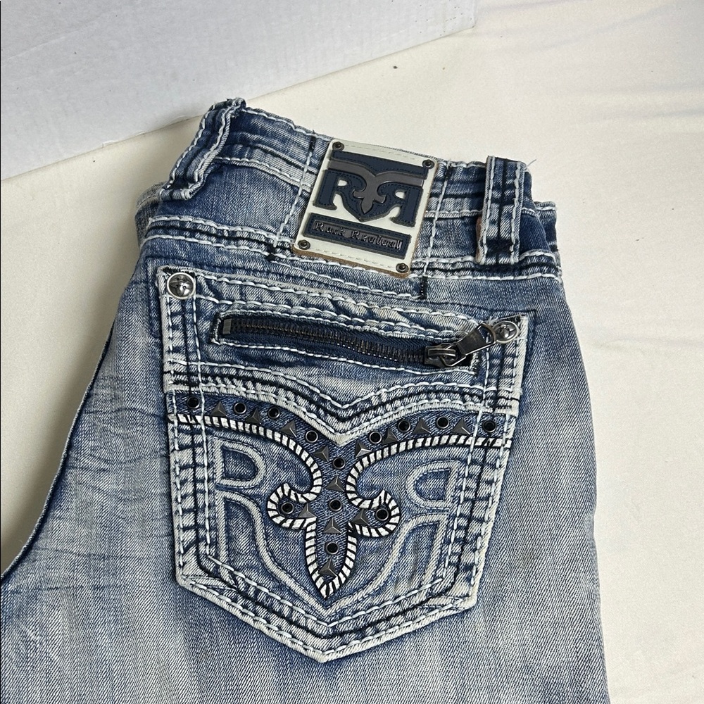 Rock Revival Light Blue Women's Jeans with Embellished Pockets